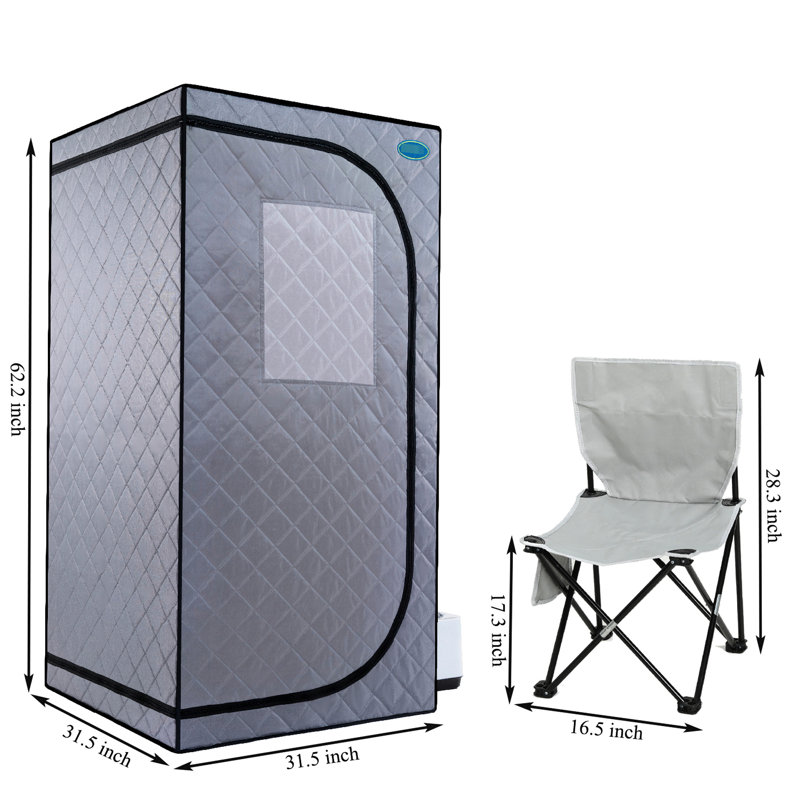 Portable Steam Grey Mini Plus - Spa personnel avec générateur et télécommande. Chaise pliable. Installation facile. Chauffage rapide. Ul accrédité. Tissu. 360 degrés. Protection. Améliore l'élasticité de la peau