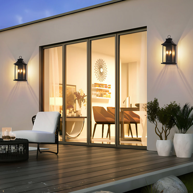 2-Light 22 In. Black Outdoor Wall Light Fixture, Waterproof  Wall Lantern Sconce Farmhouse Hardwired Wall Mounted Front Door Porch Light