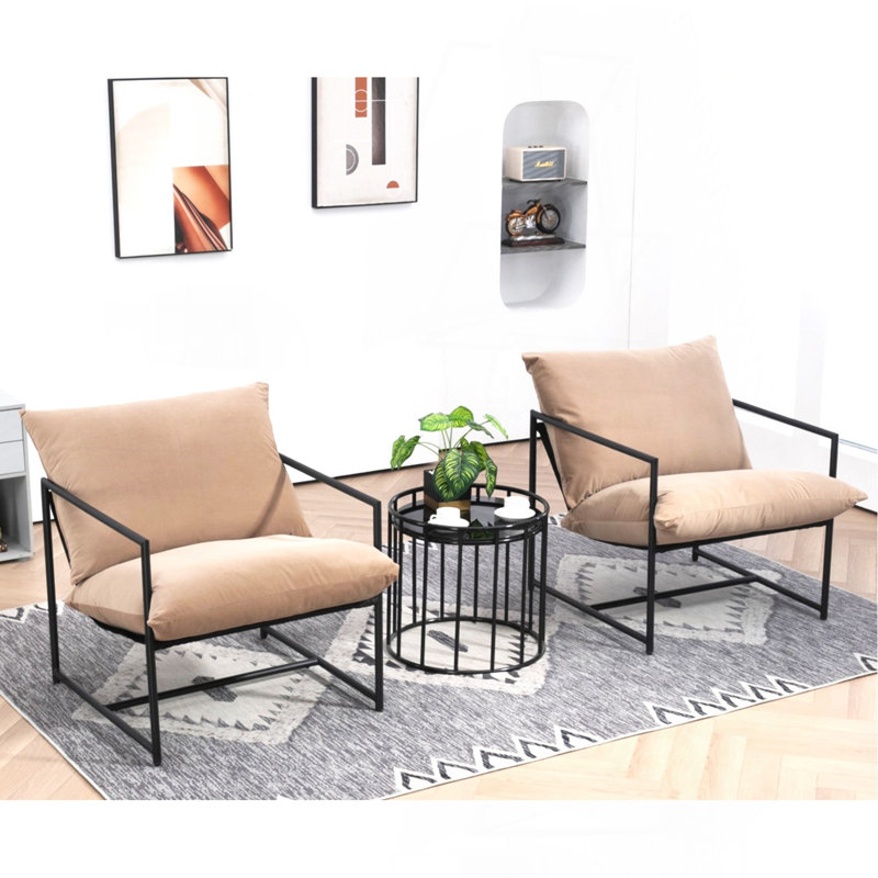 Fauteuil d'appoint élégant en velours moderne, fauteuil inclinable contemporain à structure en métal avec coussin de siège profond pour bureau à domicile