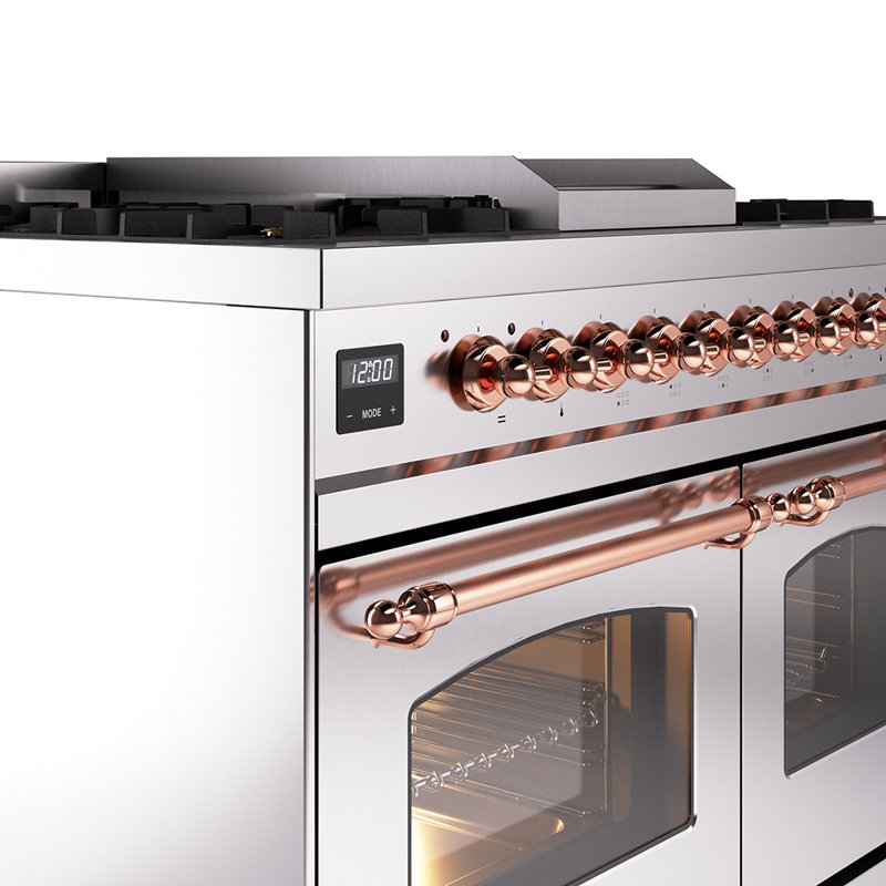 ILVE Nostalgie II 40 in Dual Fuel Range, Natural Gas, Stainless Steel/Copper