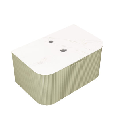 Wall Mounted 30'' Unit, Plywood Filled, White Sintered Stone Surface, Drawer With 3d French - Style Stripes, Soft Close Damping Silent Drawer, No Basin Or Faucet Storage Cabinet, Filler, One Striped