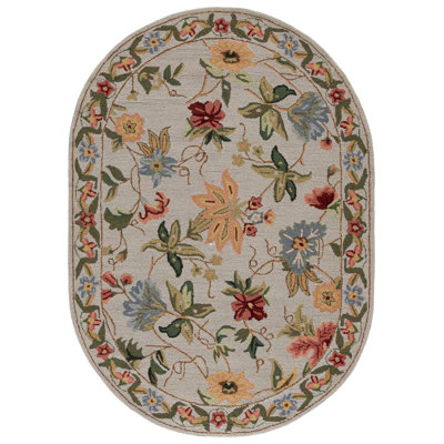Sapin Hand Hooked Wool Floral Rug