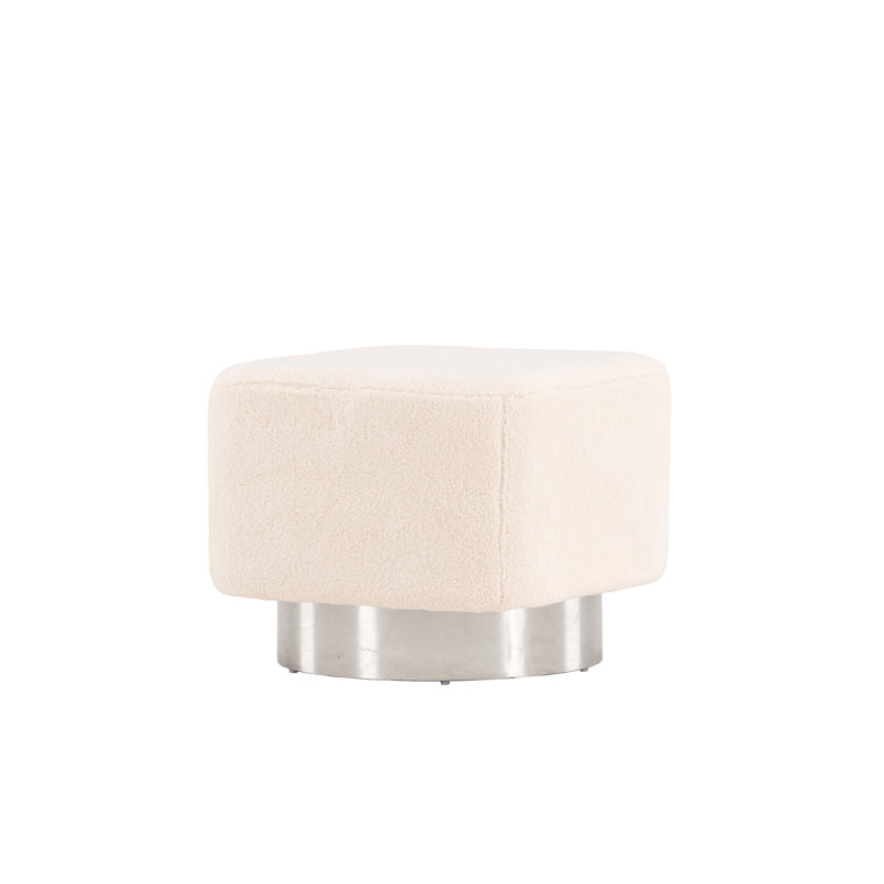 Cristache 45cm Wide Pouffe Ottoman, White Polyester