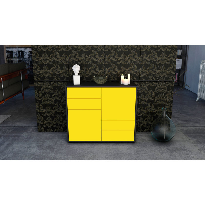 Raycliff 92cm Sideboard, Charcoal/Yellow
