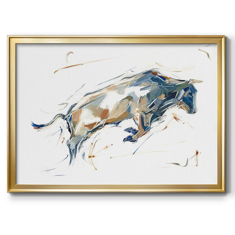Modern Bull Study I, reproduction d'art sur toile, Or, H 26 po x l 38 po