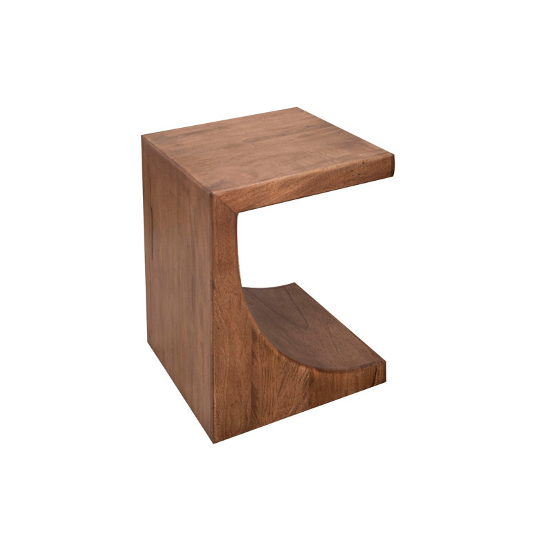 Okai Accent Table, Tabletop, C-Style Brown Solid Mango Wood, 24.25" H x 19.75" W x 19" D