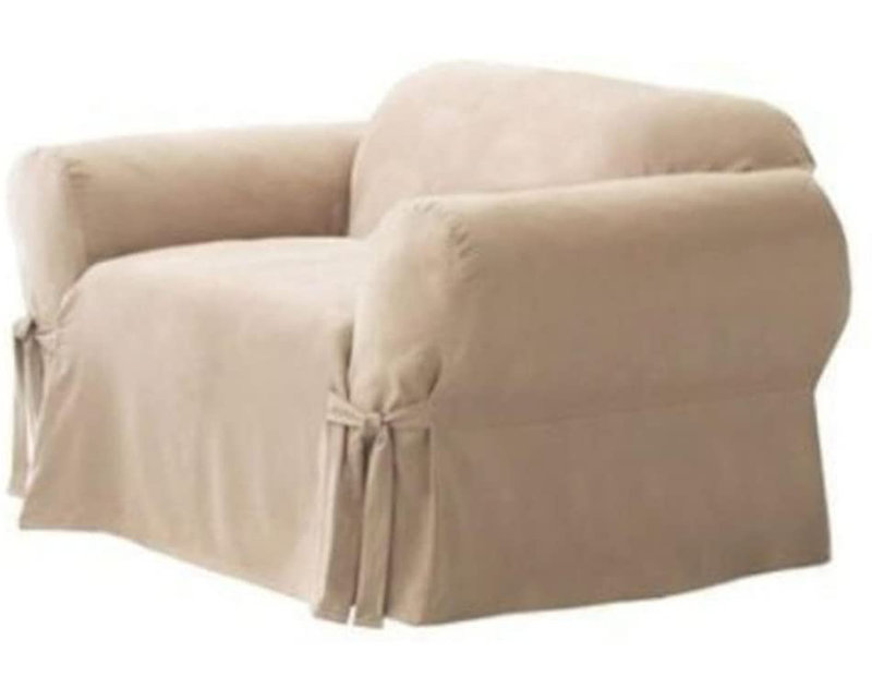 Housse pour fauteuil à coussins carrés/rectangulaires, Mélange de polyester beige