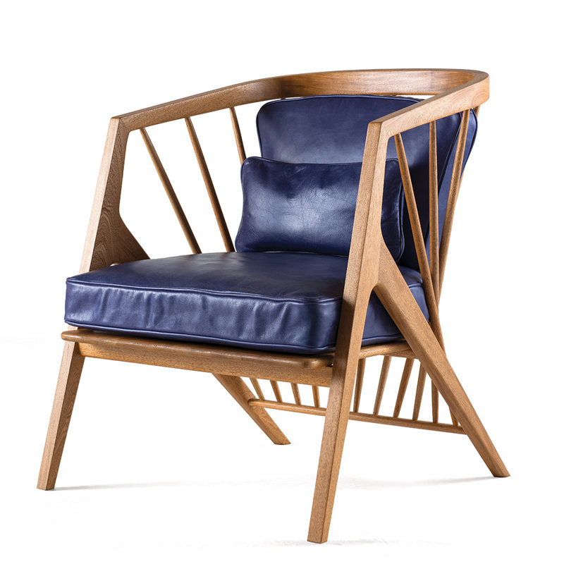 Chaise Victoria, Cuir Latium Azul Profundo, Naturel