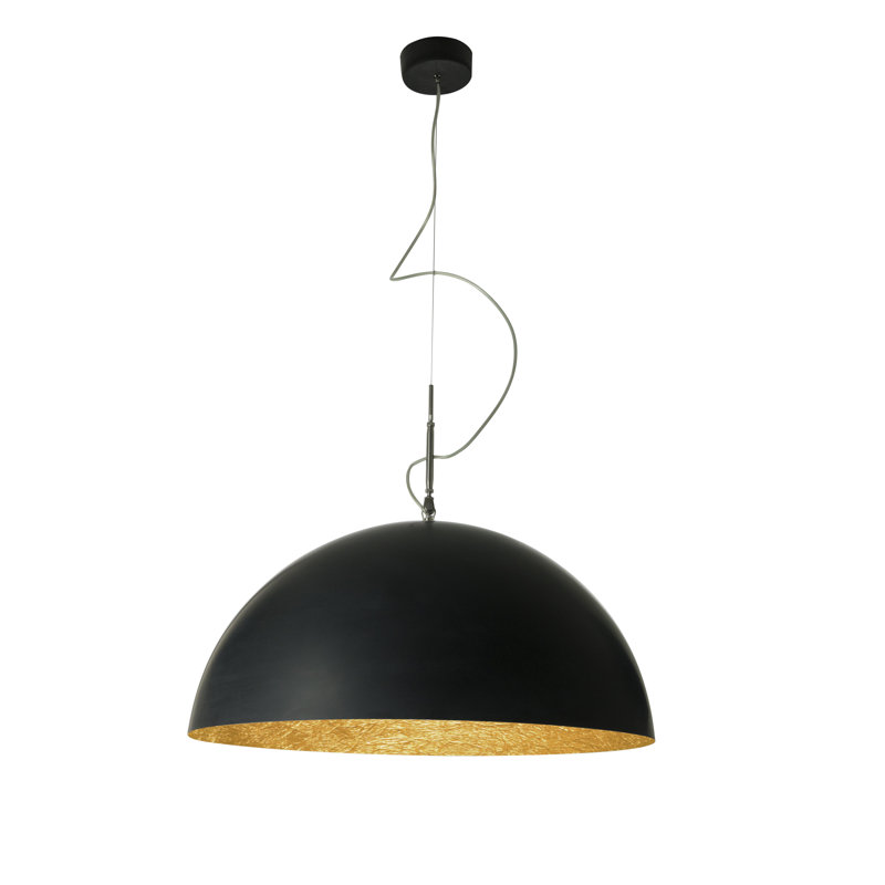 1 - Light Black Dome Pendant, Black/Gold