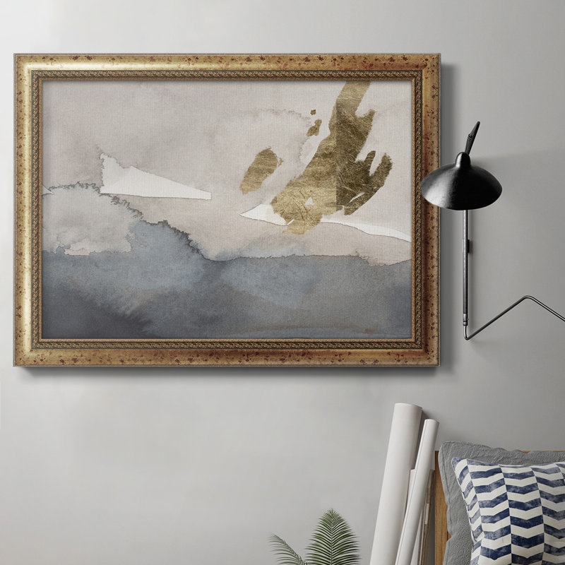 Watercolor with Gold I - Peinture sur toile encadrée