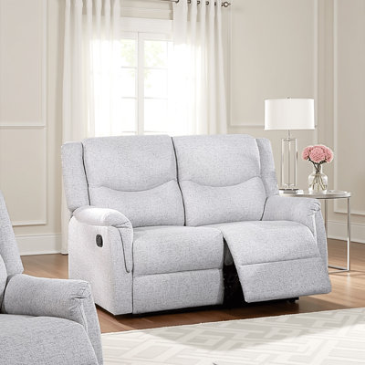 Ammy Manual Recliner Loveseat, 53In Solid Wood, Dark Faux Burlap