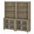 Sideboard Cabinet With Bar Hutch, Buffet Cabinet With Glass Doors And 3 Tier Shelve, Wash Gray, 68''