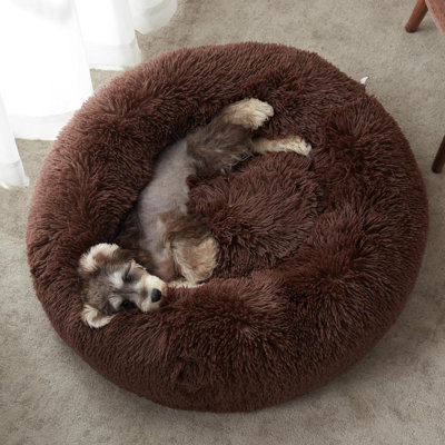 Lit pour chien et chat apaisant, lit douillet pour chien anti-angoisse, lit douillet pour chien chaud et moelleux, lit moelleux en peluche en fausse fourrure pour petits chiens et chats