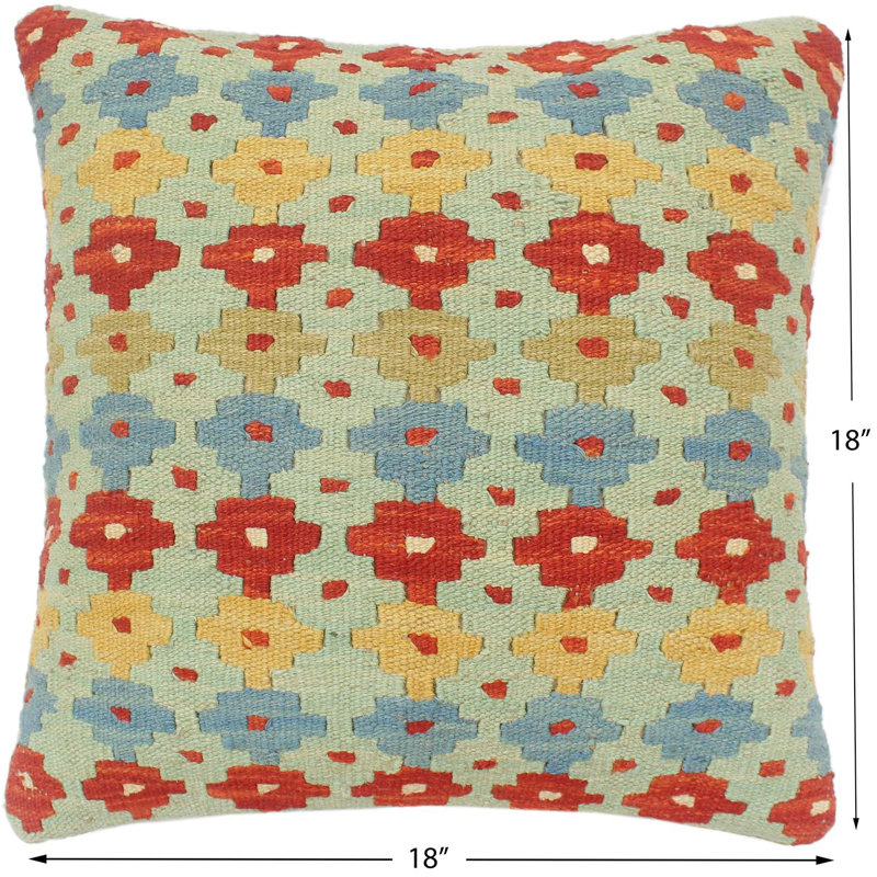 Southwestern Turkish Handwoven Kilim Pillow in Wool and Cotton