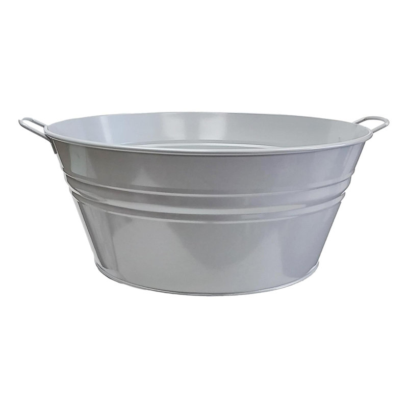 Bac à fleurs en acier émaillé galvanisé., H 8 po x l 19 po x P 19 po, Gris clair