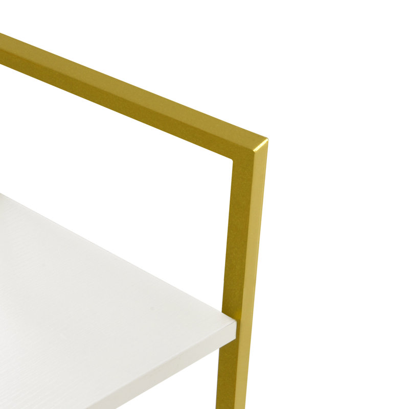 62'' H 5-Tier Etagere Bookcase With Metal Frame, White/Gold