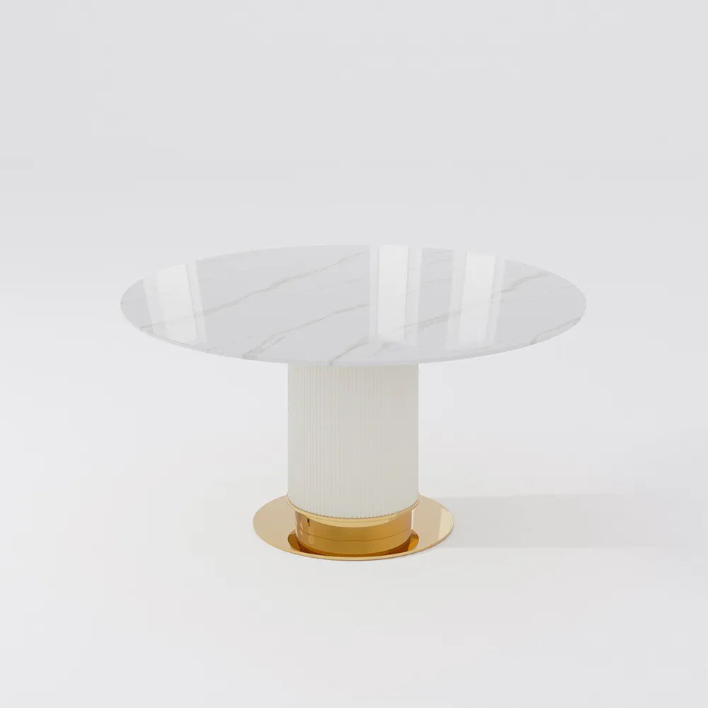 Mercer41 59.06” Modern Luxe Round Dining Table For 6-8, White Glossy ...