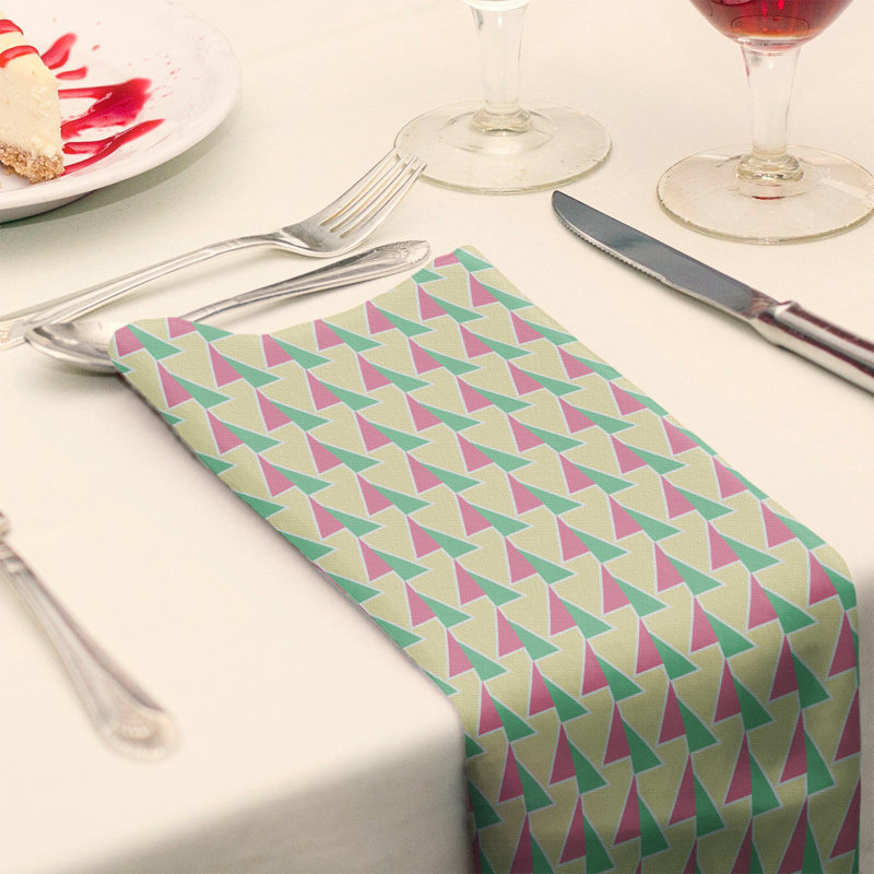 Serviette de table en coton à motif de flèches déplacées, H 0,1 po x l 22 po x P 22 po, Rose / jaune / vert, Croisé en coton