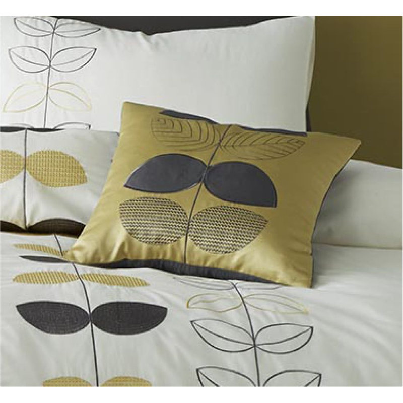 Embroidered Scandi Leaf Cushion Cover