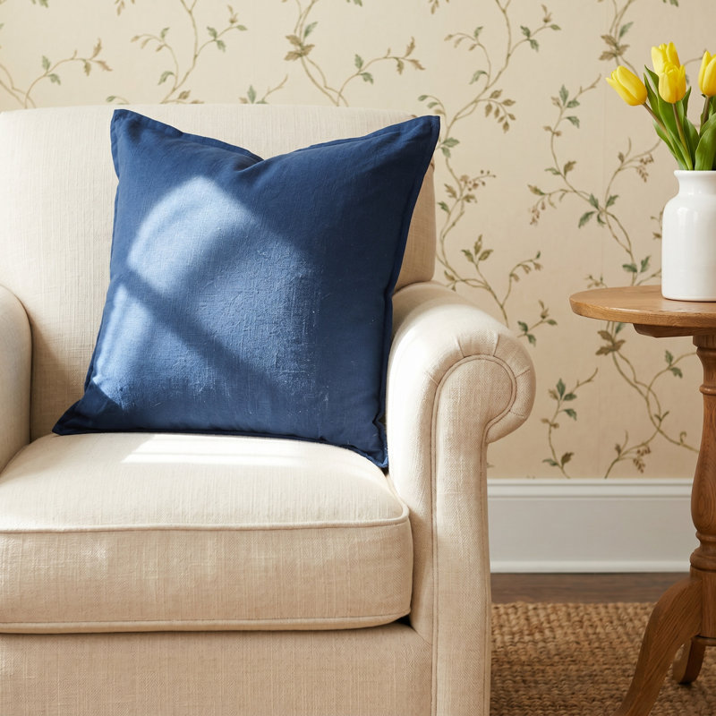 100% Cotton Down Alternative Filled Throw Pillow, Down Alternative Fill, Navy