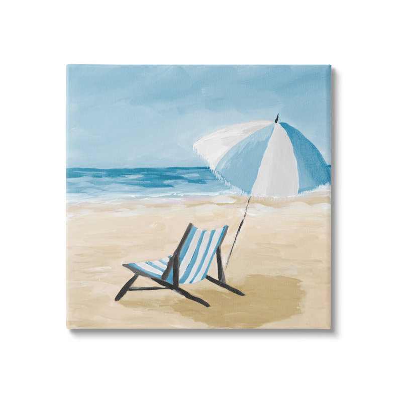 "Stupell Industries Blue Beach Chair", art sur toile par Julie DeRice, H 36 po x l 36 po x P 1,5 po