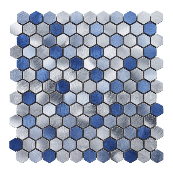 Blue Marble Metal Aluminum 1" Hexagon Mosaic Sheet Tile By Modket