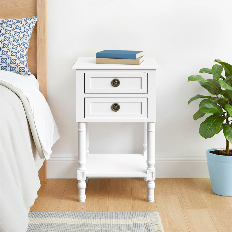 Marciniak 15.7'' W Solid Wood Nightstand, White