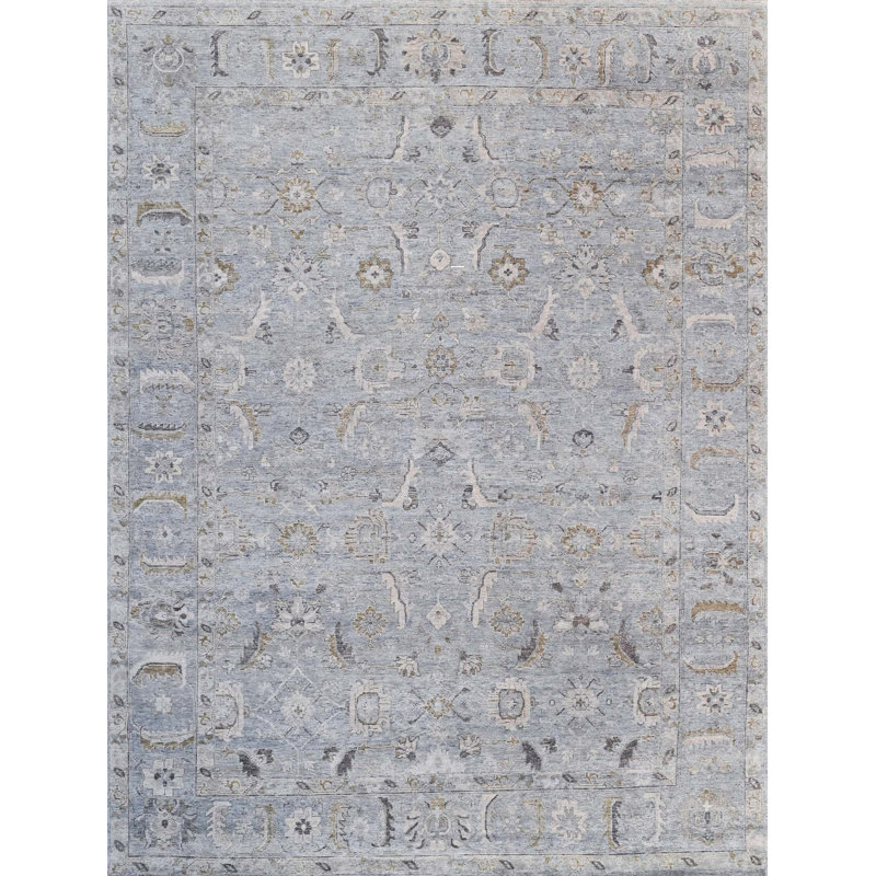 Tapis rectangulaire en laine noué à la main, Rectangle 9 pi x 12 pi