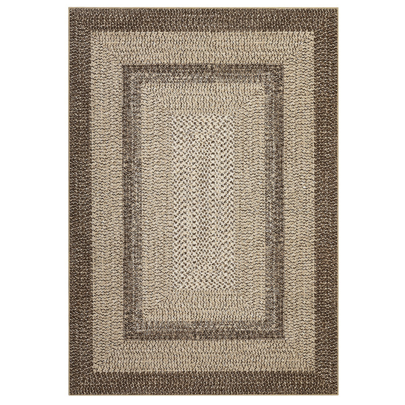 Machine Washable Non-Slip Non-Shedding Area Rugs for Living Room, Farmhouse Printed Braided Bordered Carpet, Stain Resistant Thin Foldable Floor Cover for Nursery Dining Room