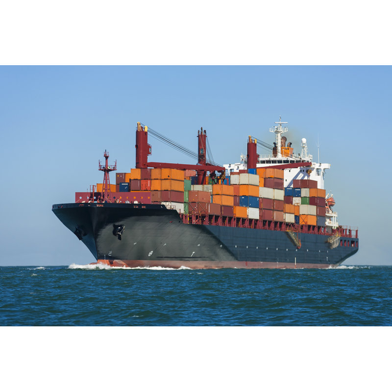 Container Ship At Sea - Wrapped Canvas Print, 30cm H x 46cm W x 3.8cm D