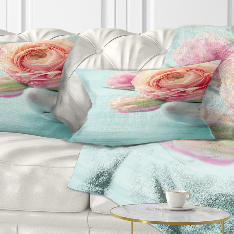 Belles fleurs roses dans un vase - Coussin décoratif à imprimé floral