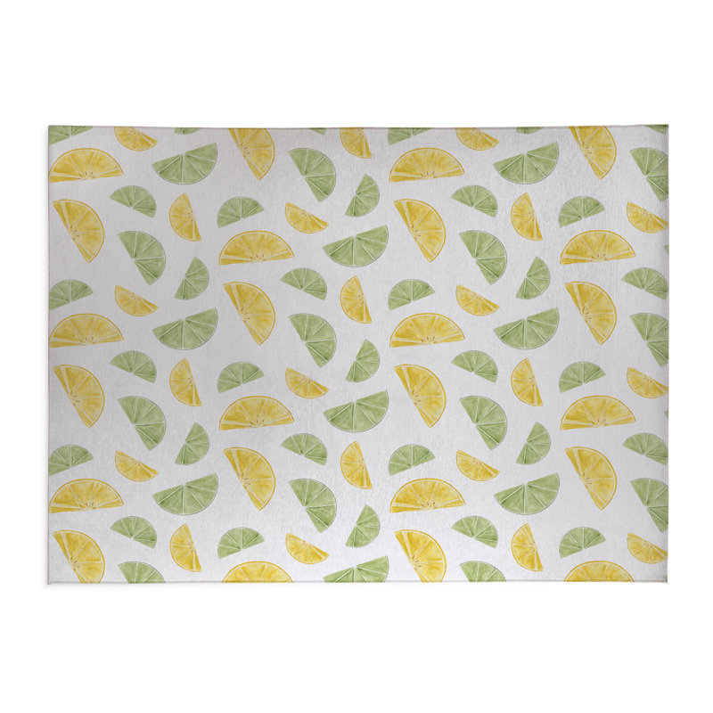 Tapis de cuisine antidérapant Summer Limes & Lemons, Rectangle 4pi x 6 pi, Blanc