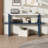 Narrow Console Table with Marble Effect Top, Retro Entryway Table with Open Shelf-1205398482