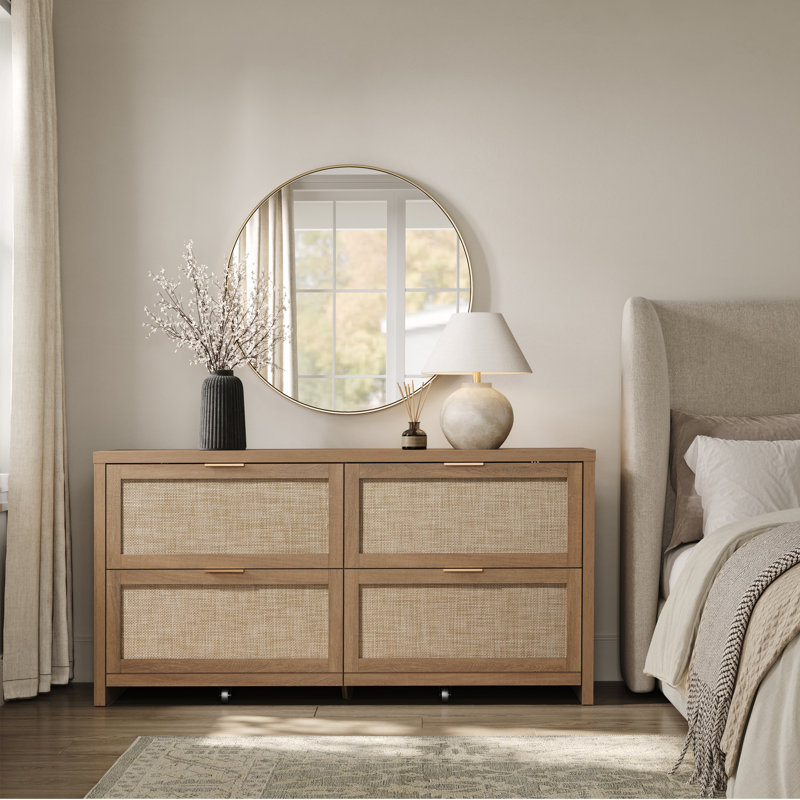 60.83 " W 4 - Drawer Dresser, Caramel Oak