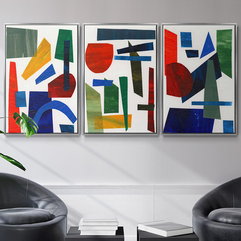 Formes colorées I 3 pièces, Argent, H 27 po x l 54 po