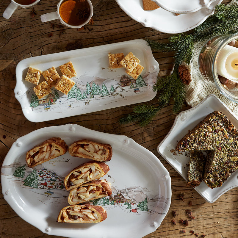 North Pole Ceramic Winter Holiday Hostess Tray