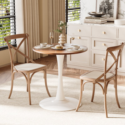 27.6" Modern Round Tulip Pedestal Dining Table, 2-Seat Bistro Table for Small Kitchen Breakfast Nooks