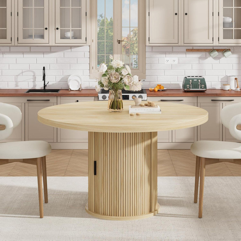 Table de salle à manger de 47 po pour 4-6 personnes, Beige