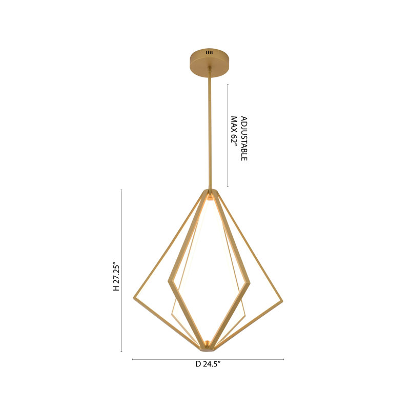 Modern 6 Light Gold LED Chandelier, Gold