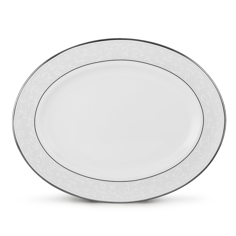 Opal Innocence 16" Off-White Ceramic Oval Platter