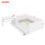 Lit plateforme double en bois avec 6 tiroirs, tablettes et coiffeuse, blanc