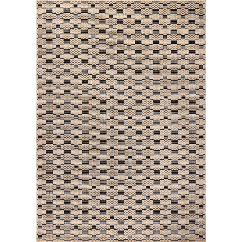MDA Rugs Nigel Links Cream and Black Indoor/Outdoor Area Rug, Rectangle 7'1" x 7'7"