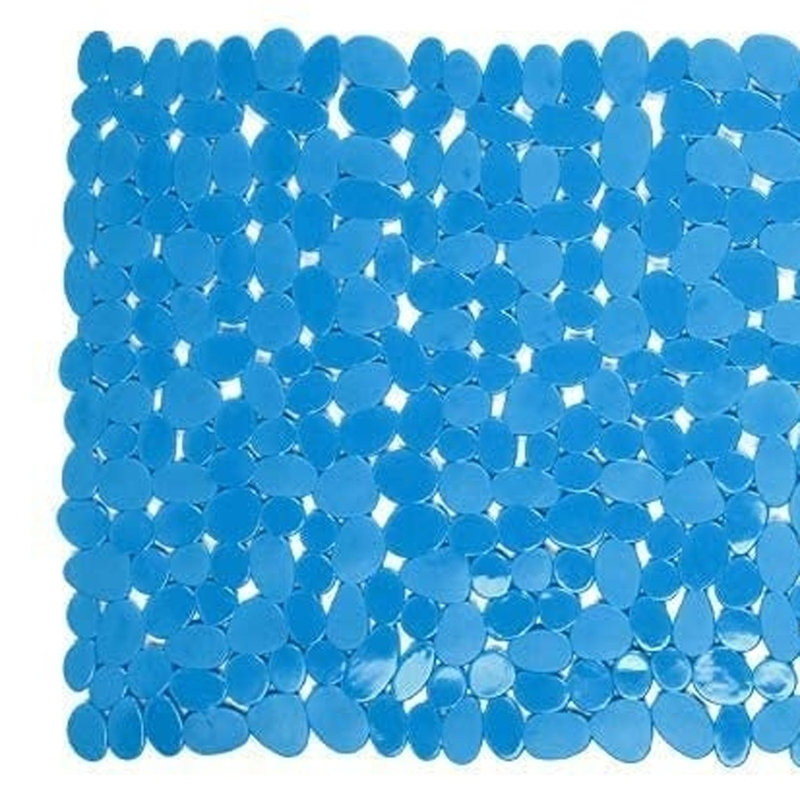 Tapis de bain antidérapant 35 "Spa Pebbles, Bleu, L 16 po x L 35 po