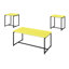 Table basse l 39,5 po et bout l 19 po x P 15,5 po - Enveloppe en fibre de carbone jaune avec cadre en métal enveloppé 1 table, 2 tables, coins inclinés, pieds réglables
