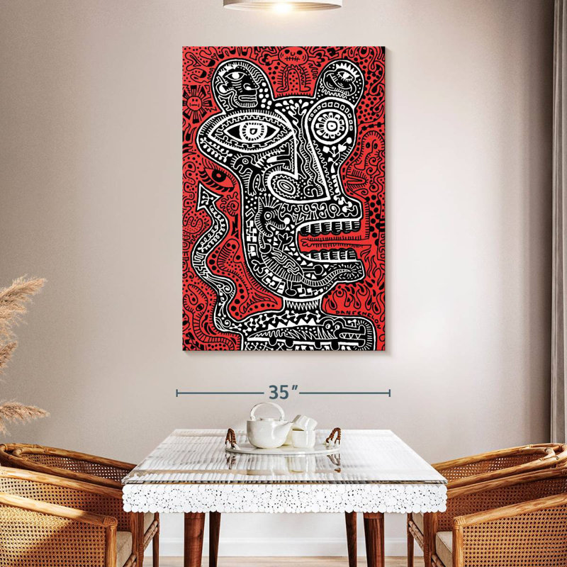 Kelan Tiki Head I Red, 51" H x 34" W