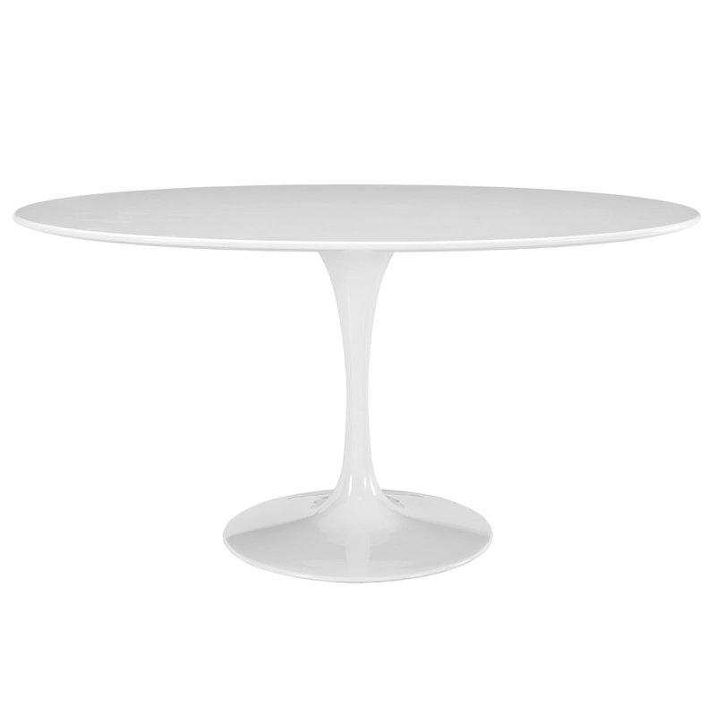 Modway Lippa Mid-Century Modern Dining Table, 29.5" H x 35.5" W x 60" L, White, White