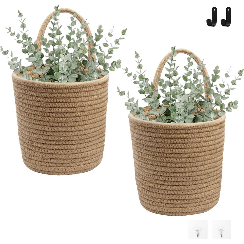 Panier suspendu tissé rustique