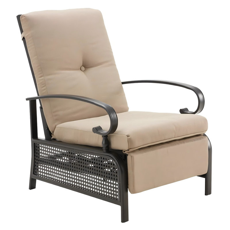 Chaise de patio inclinable avec coussins, Beige