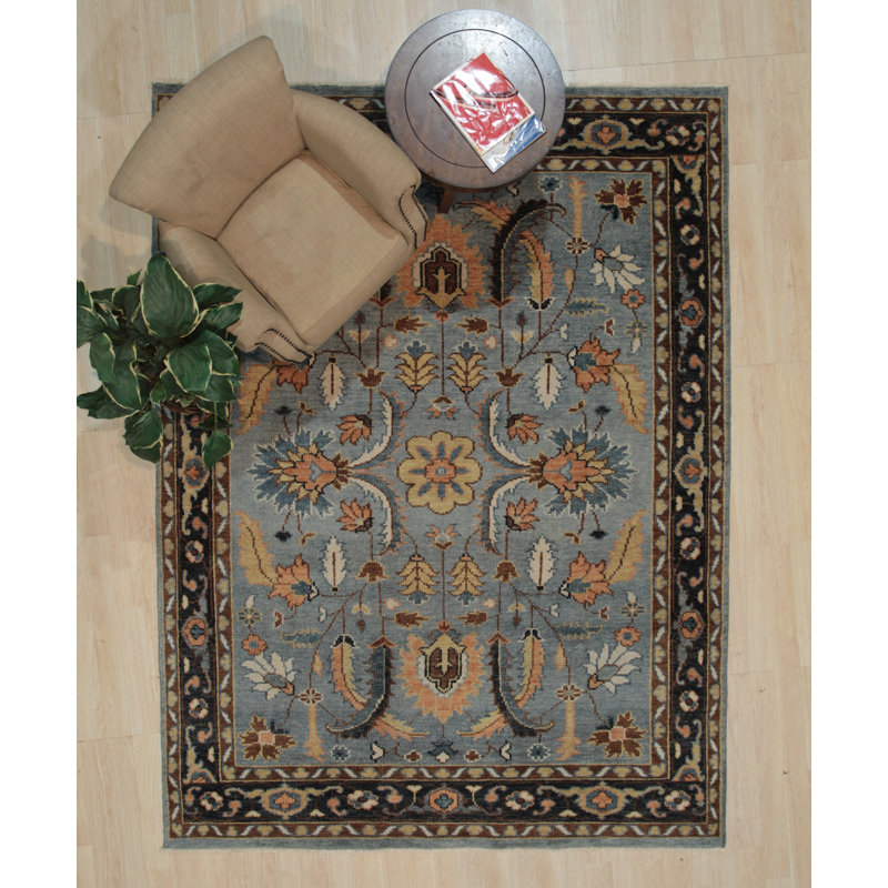 Tapis oriental oriental en laine noué à la main gris / gris, Rectangle 10' x 14'