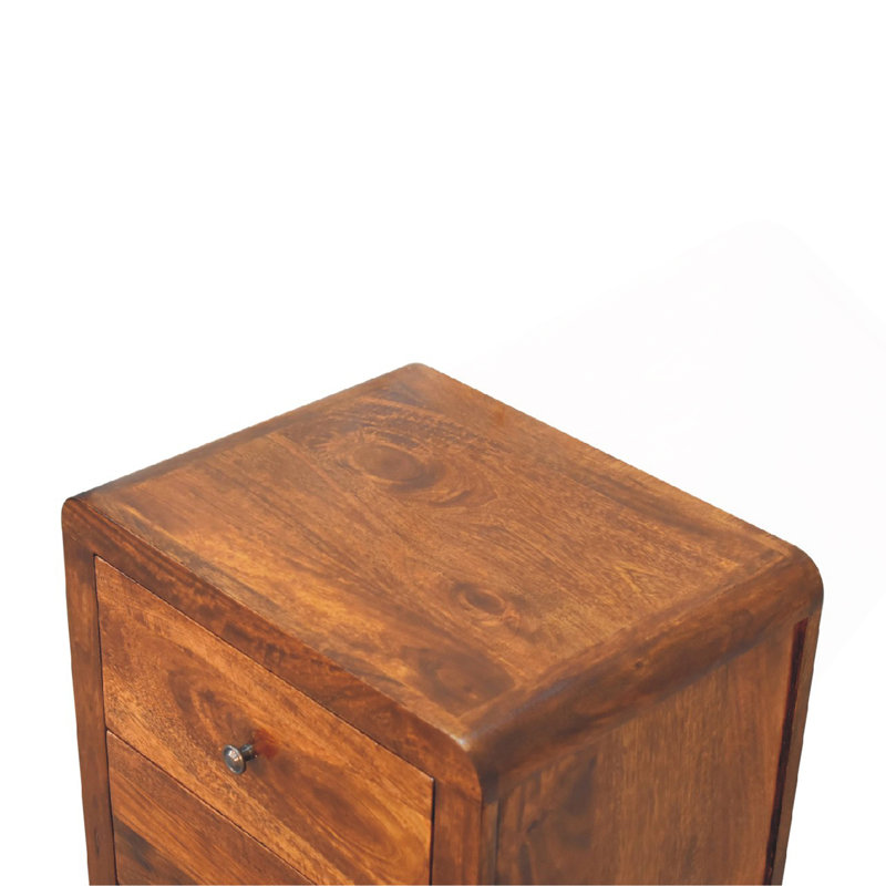 Table de chevet Naya, 3 tiroirs, brun châtaignier